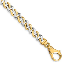 10K Two-Tone Gold 9" Fancy Link Hand-polished Bracelet