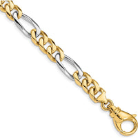 10K Two-Tone Gold 9" Hand Polished Fancy Link Bracelet with Lobster Clasp