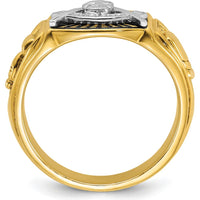10K Two-Tone Gold and Black Enamel Men's Past Master Masonic Ring - 14.1mm Band Width by IBGoodman