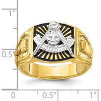 10K Two-Tone Gold and Black Enamel Men's Past Master Masonic Ring - 14.1mm Band Width by IBGoodman