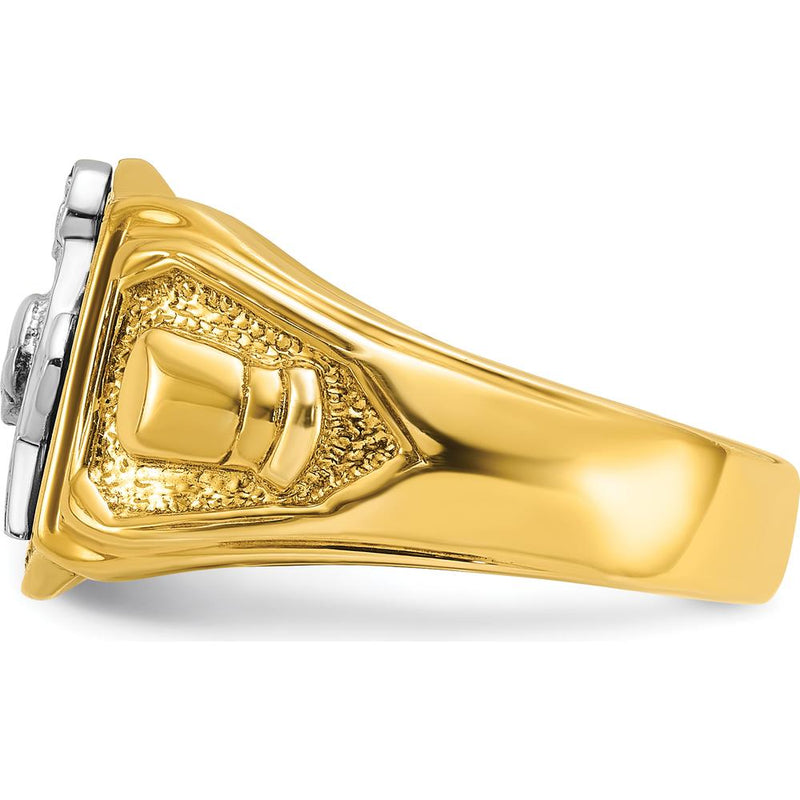 10K Two-Tone Gold and Black Enamel Men's Past Master Masonic Ring - 14 ...