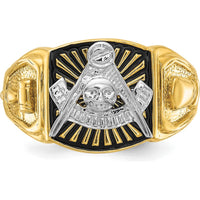 10K Two-Tone Gold and Black Enamel Men's Past Master Masonic Ring - 14.1mm Band Width by IBGoodman