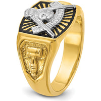 10K Two-Tone Gold and Black Enamel Men's Past Master Masonic Ring - 14.1mm Band Width by IBGoodman