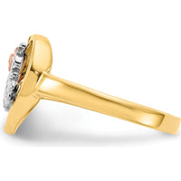 10K Two-Tone Gold & Rhodium Heart-Shaped 15 Años Ring with Rose Gold Accent