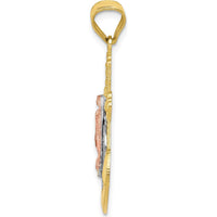 10K Two-Tone Gold and Rhodium Mariner Blessed Mother Pendant - 30mm Length