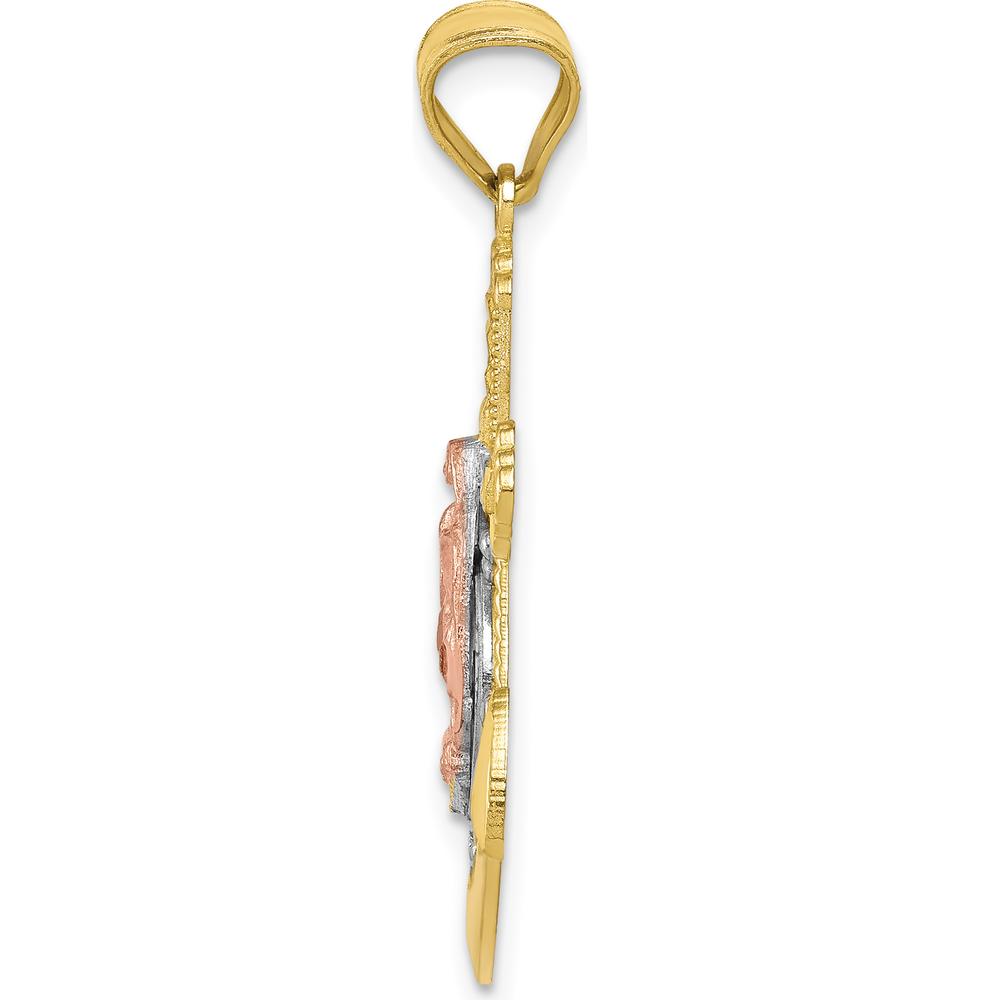 10K Two-Tone Gold and Rhodium Mariner Blessed Mother Pendant - 30mm Length