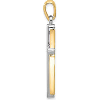 10K Two-Tone Gold Cross Pendant - 37mm Length, Polished Finish