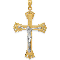 10K Two-Tone Gold Crucifix Pendant - Polished Finish