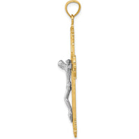 10K Two-Tone Gold Crucifix Pendant - Polished Finish