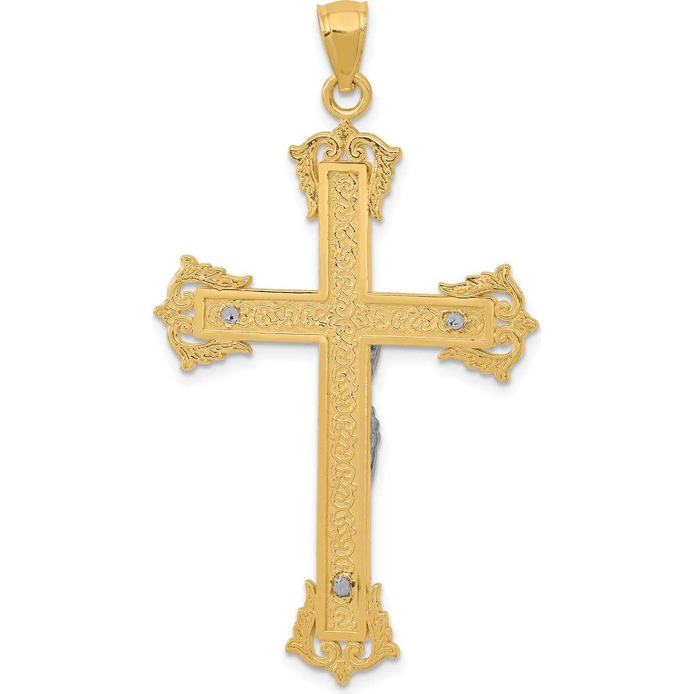 10K Two-Tone Gold Crucifix Pendant - Polished Finish