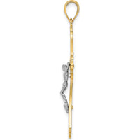 10K Two-Tone Gold Cut-Out Crucifix Charm Pendant - 42.1mm Length