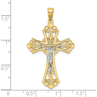 10K Two-Tone Gold Cut-Out Crucifix Charm Pendant - 42.1mm Length