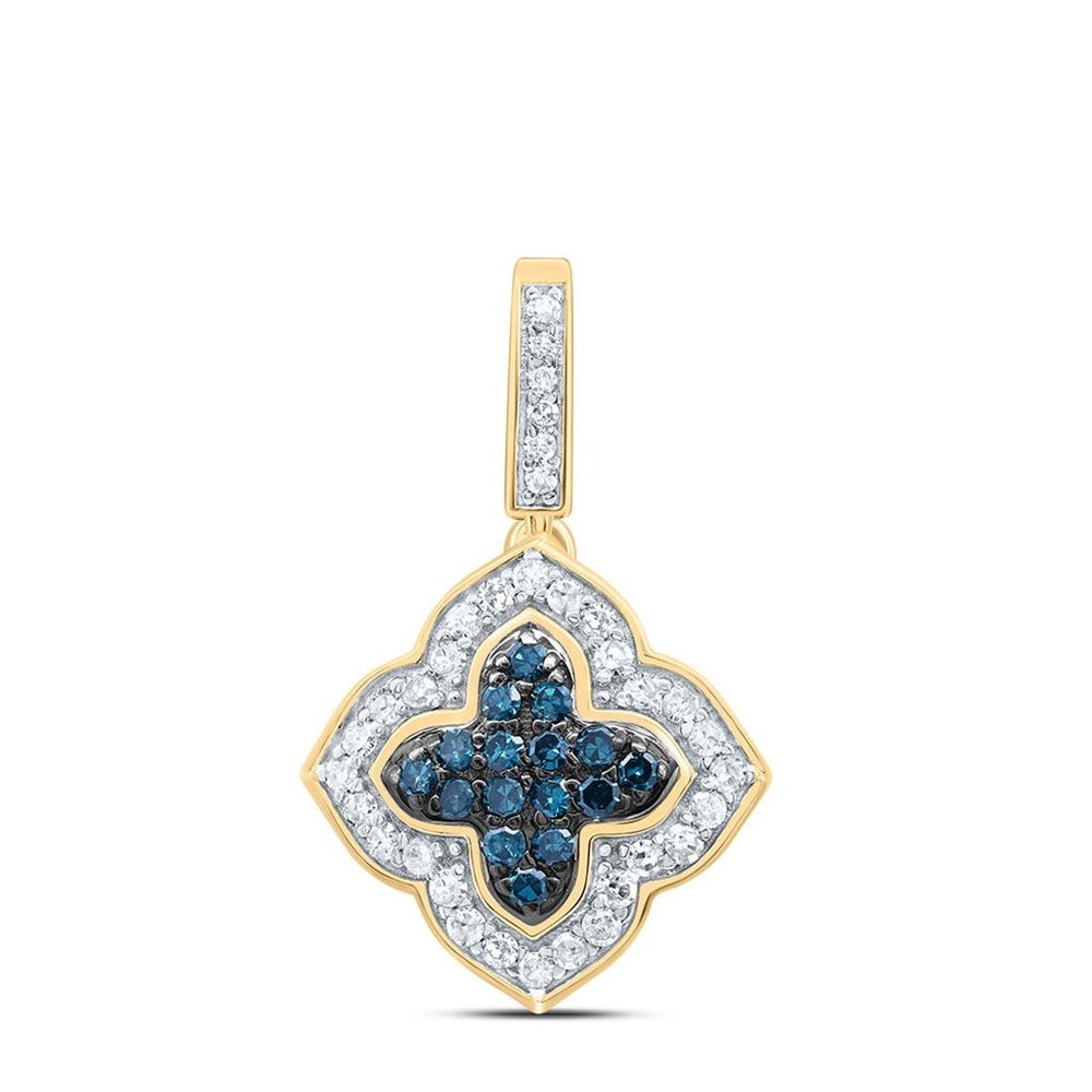 10K Two-Tone Gold Diamond Clover Pendant - 1/4 Carat Total Diamond Weight