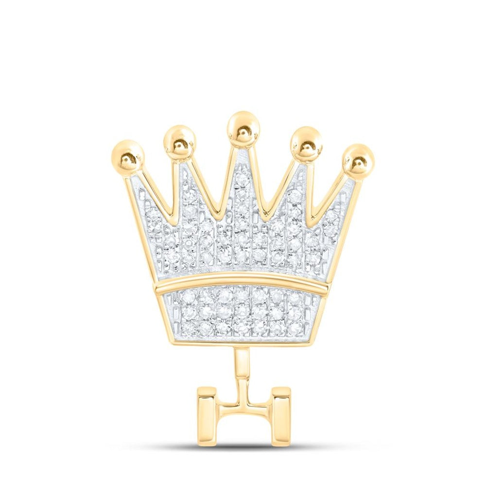 10K Two-Tone Gold Diamond Crown Pendant - 1/6 Carat Total Diamond Weight