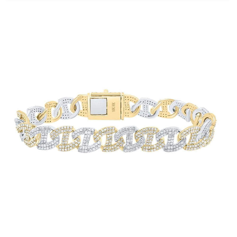 10K Two-Tone Gold Diamond Cuban Link 8-Inch Bracelet - 5 1/3 Carat Total Diamond Weight