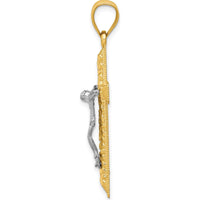 10K Two-Tone Gold Diamond-Cut Crucifix Pendant - 41mm Length