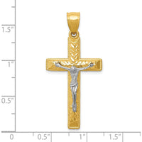 10K Two-Tone Gold Diamond-Cut Crucifix Pendant - 41mm Length