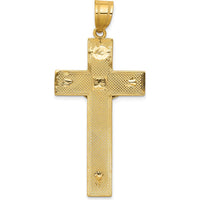 10K Two-Tone Gold Diamond-cut Crucifix Pendant - 49mm Length