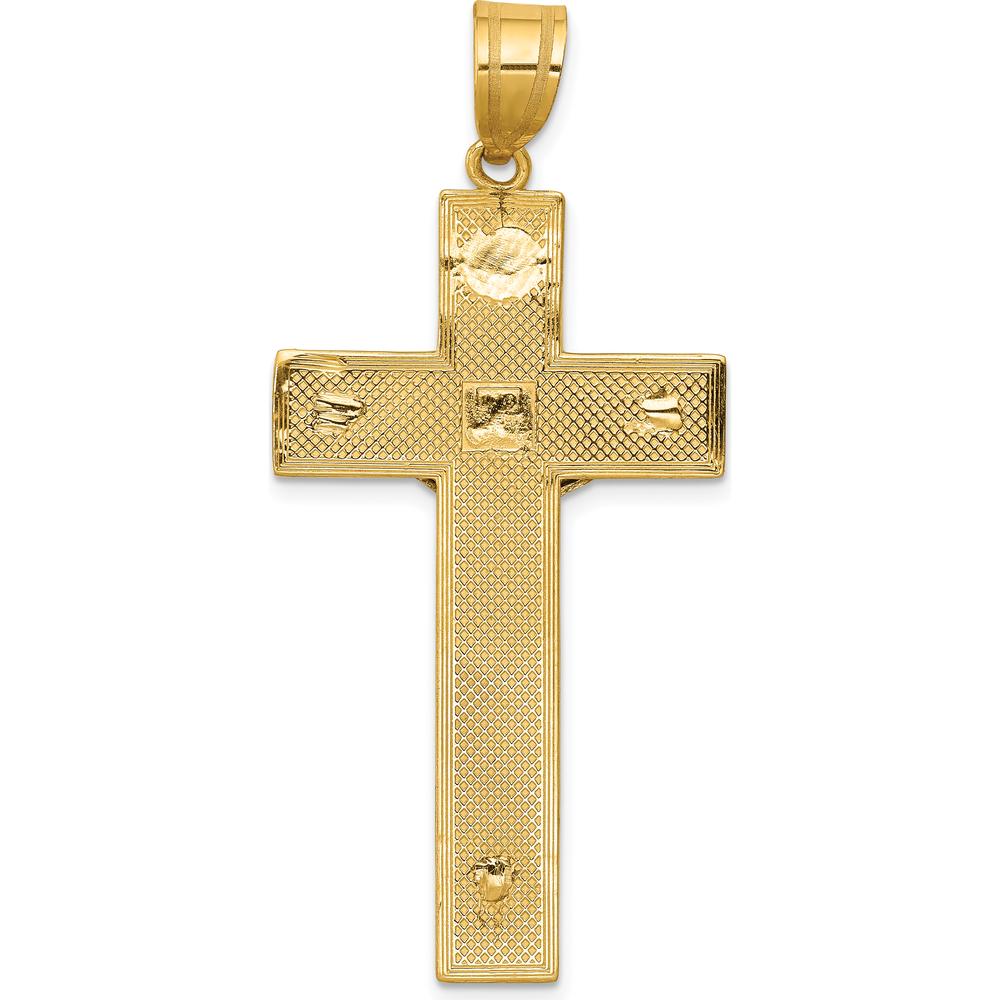 10K Two-Tone Gold Diamond-cut Crucifix Pendant - 49mm Length