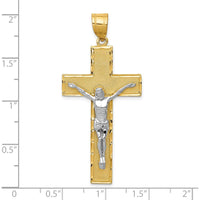 10K Two-Tone Gold Diamond-cut Crucifix Pendant - 49mm Length