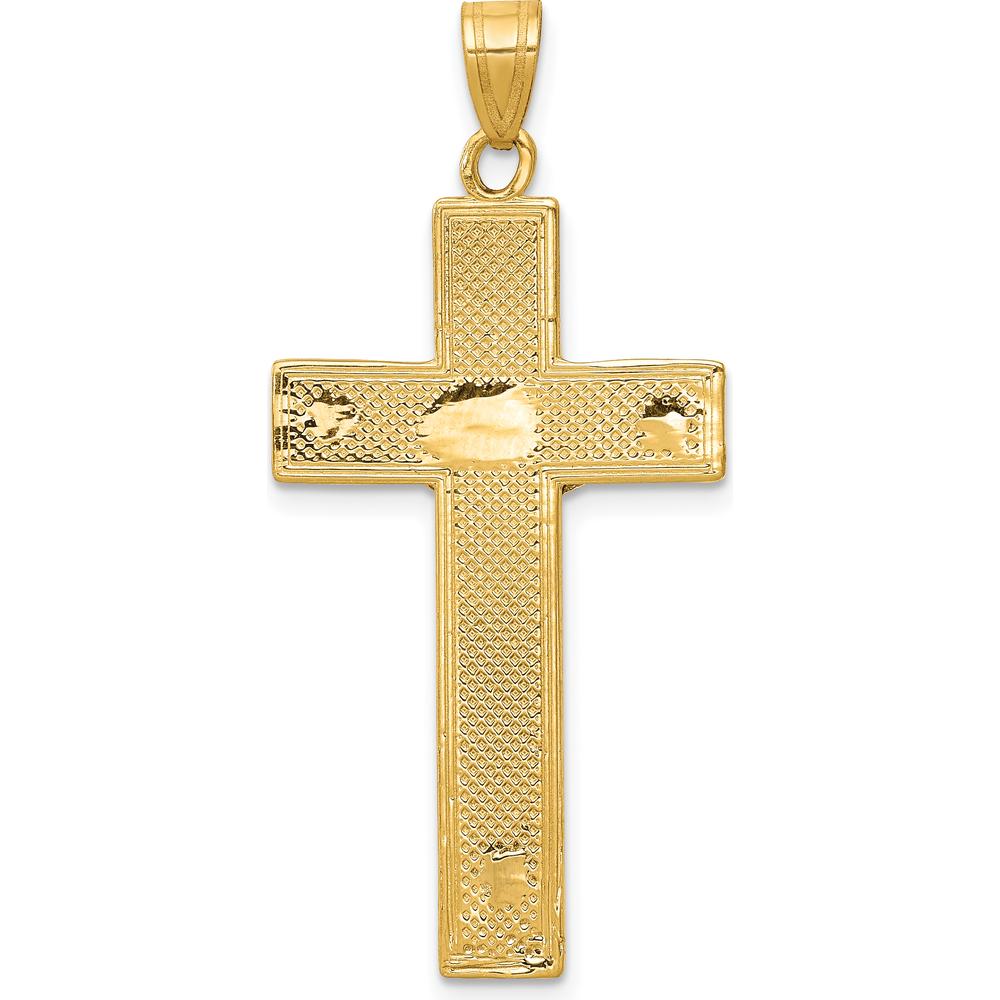 10K Two-Tone Gold Diamond-cut Crucifix Pendant with Polished Finish - 42mm Length
