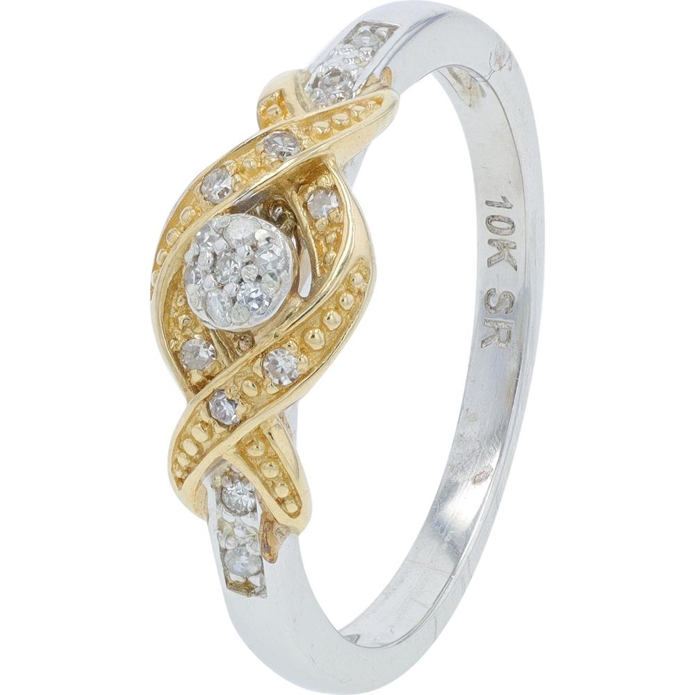 10K Two-Tone Gold Diamond Engagement Ring - 0.085 Carat Total Diamond Weight