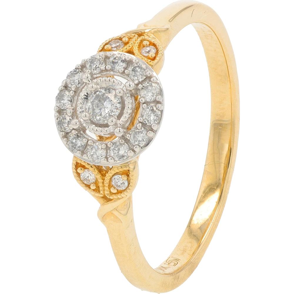 10K Two-Tone Gold Diamond Halo Engagement Ring - 0.20 Carat Diamond Weight