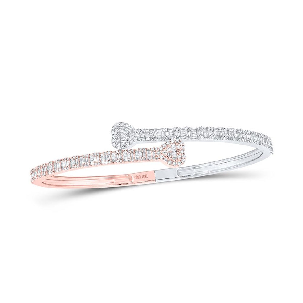 10K Two-Tone Gold Diamond Heart Bracelet - 1 and 1/2 Carat Total Diamond Weight