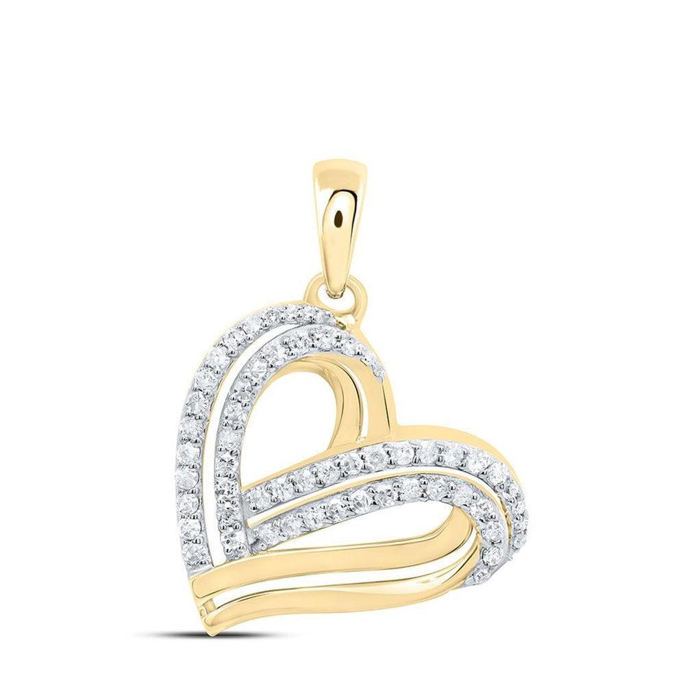 10K Two-Tone Gold Diamond Heart Pendant - 1/3 Carat Total Diamond Weight