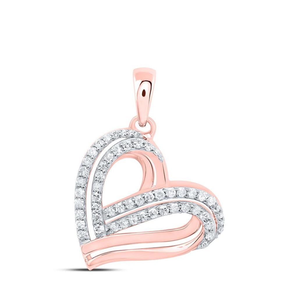 10K Two-Tone Gold Diamond Heart Pendant - 1/3 Carat Total Diamond Weight