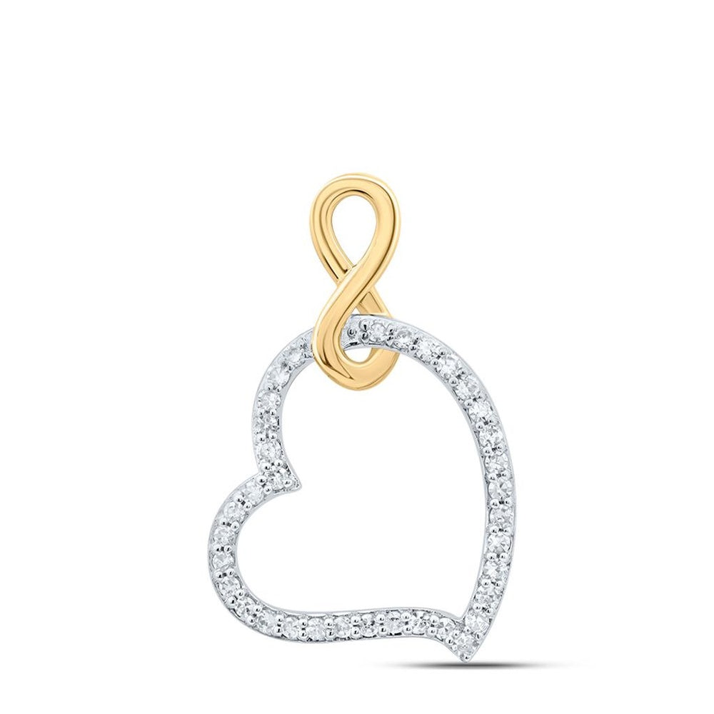 10K Two-Tone Gold Diamond Heart Pendant - 1/7 Carat Total Diamond Weight