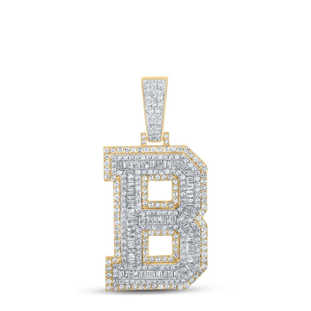 10K Two-Tone Gold Diamond Initial L Pendant - 2 and 1/5 Carat Total Diamond Weight