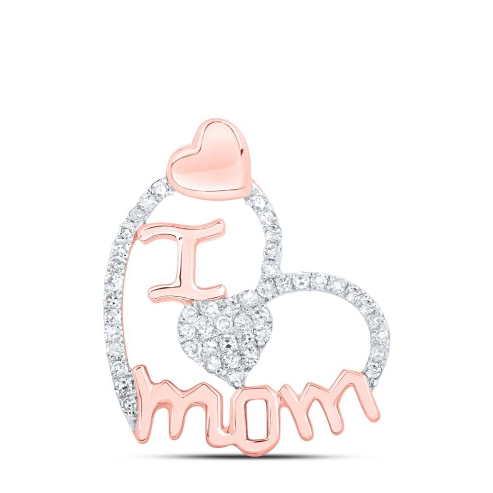 10K Two-Tone Gold Diamond Mom Heart Pendant - 1/4 Carat Total Diamond Weight