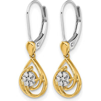10K Two-Tone Gold Diamond Teardrop Dangle Earrings - 1.00 Carat Total Diamond Weight by Oro Pregiato