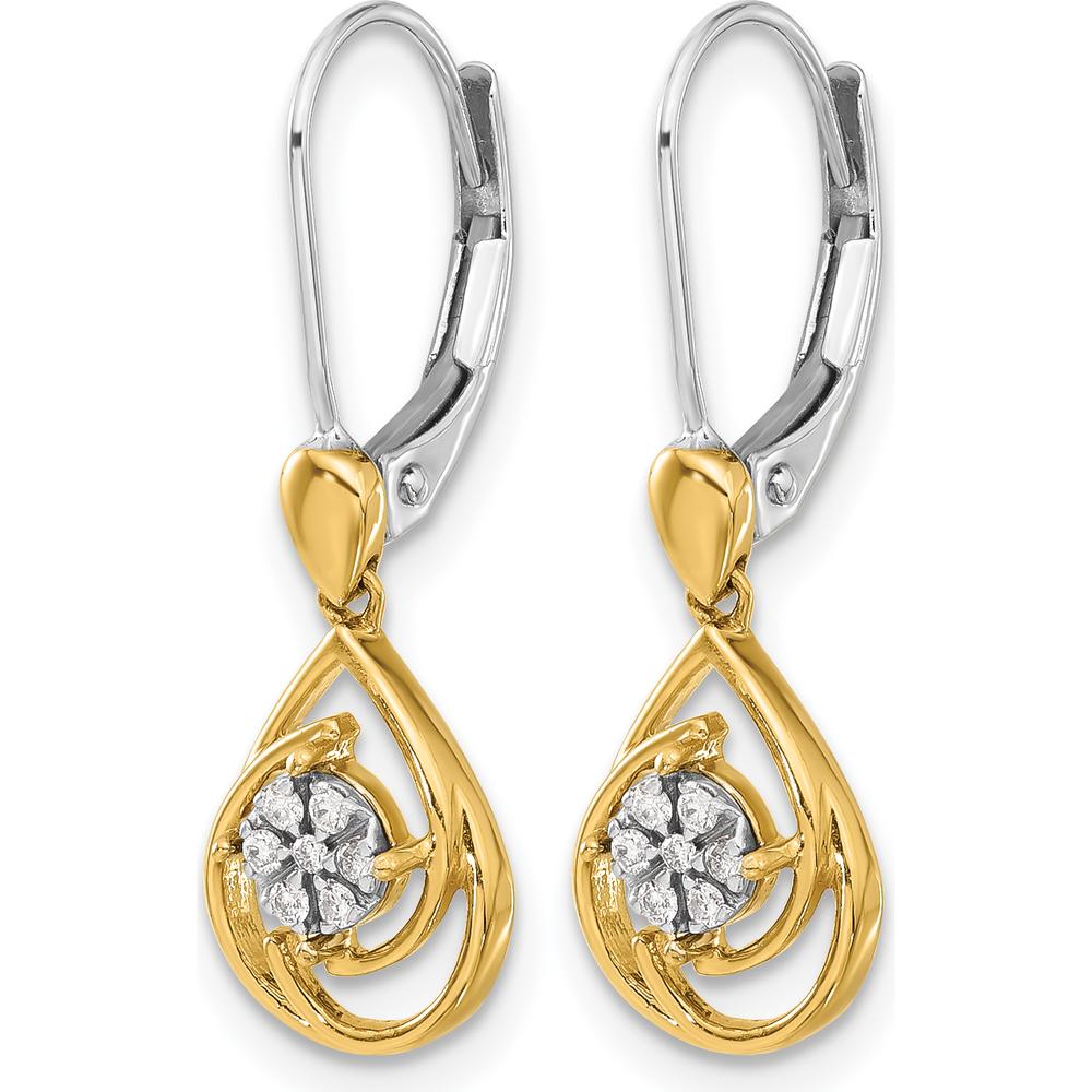 10K Two-Tone Gold Diamond Teardrop Dangle Earrings - 1.00 Carat Total Diamond Weight by Oro Pregiato