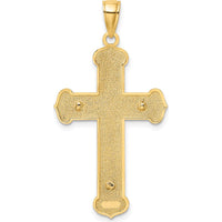 10K Two-Tone Gold Engraved Cross Pendant - 38.5mm Length