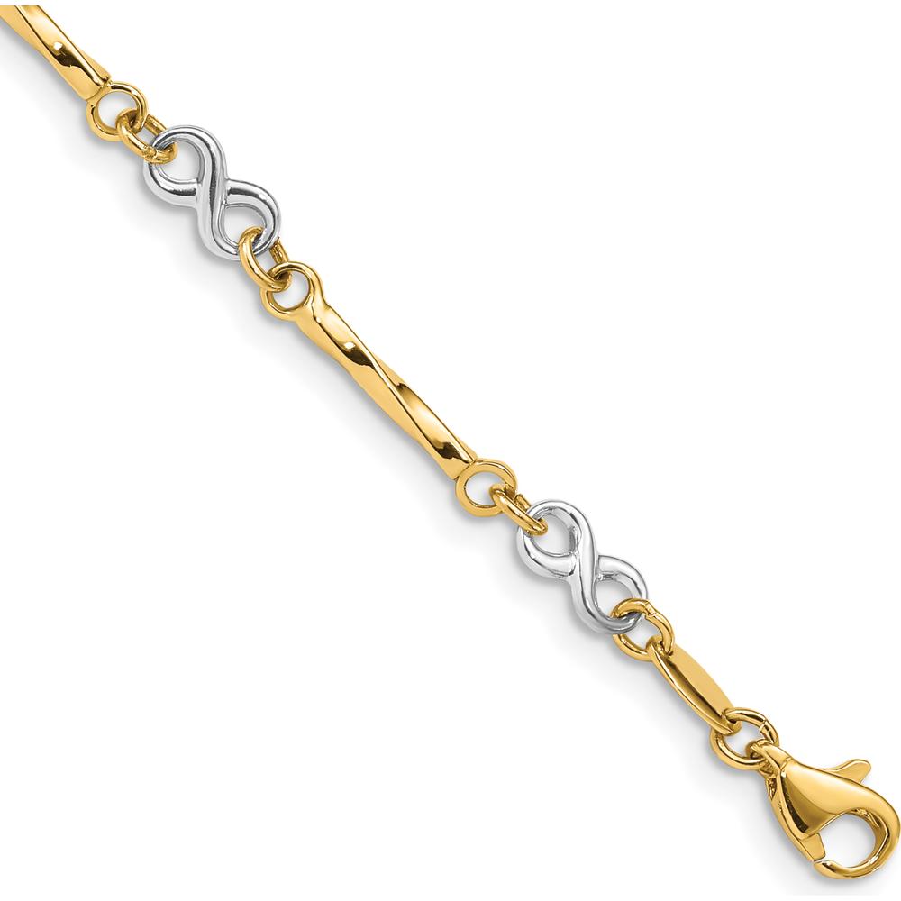 10K Two-Tone Gold Fancy Link Bracelet - 7.5in Length, Polished Finish