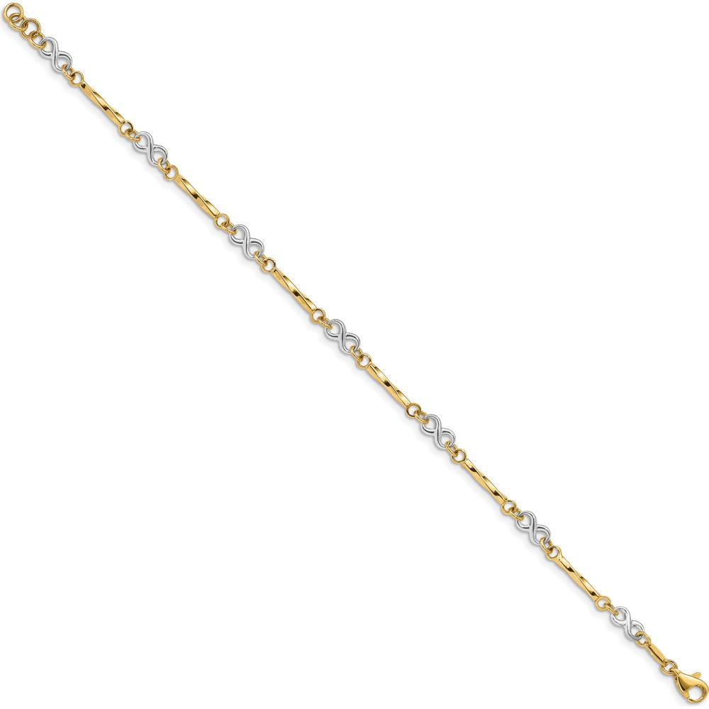 10K Two-Tone Gold Fancy Link Bracelet - 7.5in Length, Polished Finish