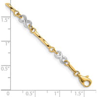 10K Two-Tone Gold Fancy Link Bracelet - 7.5in Length, Polished Finish