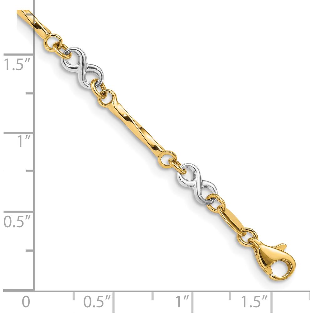 10K Two-Tone Gold Fancy Link Bracelet - 7.5in Length, Polished Finish