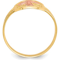 10K Two-Tone Gold Filigree Cross Ring - 15mm Length