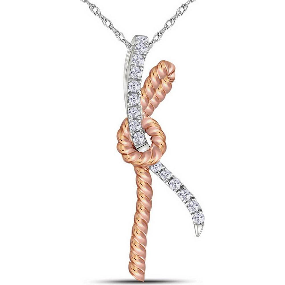 10K Two-Tone Gold Free Form Knot Pendant with Pavé Set Round Diamonds - 0.10 Carat Total Diamond Weight