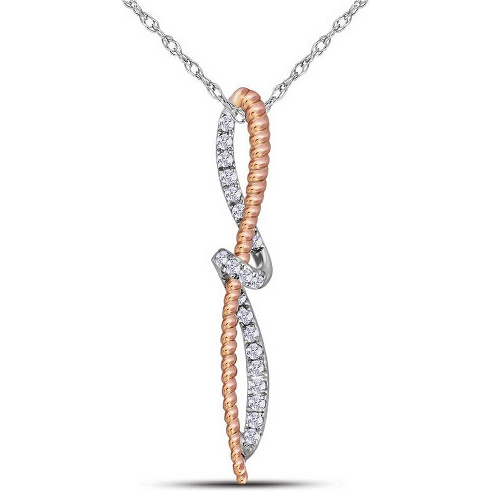 10K Two-Tone Gold Free Form Pendant with Prong-Set Round Diamonds - 0.15 Carat Total Diamond Weight
