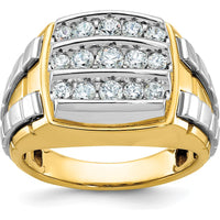 10K Two-Tone Gold Grooved Band Men's Ring - Polished Finish by IBGoodman