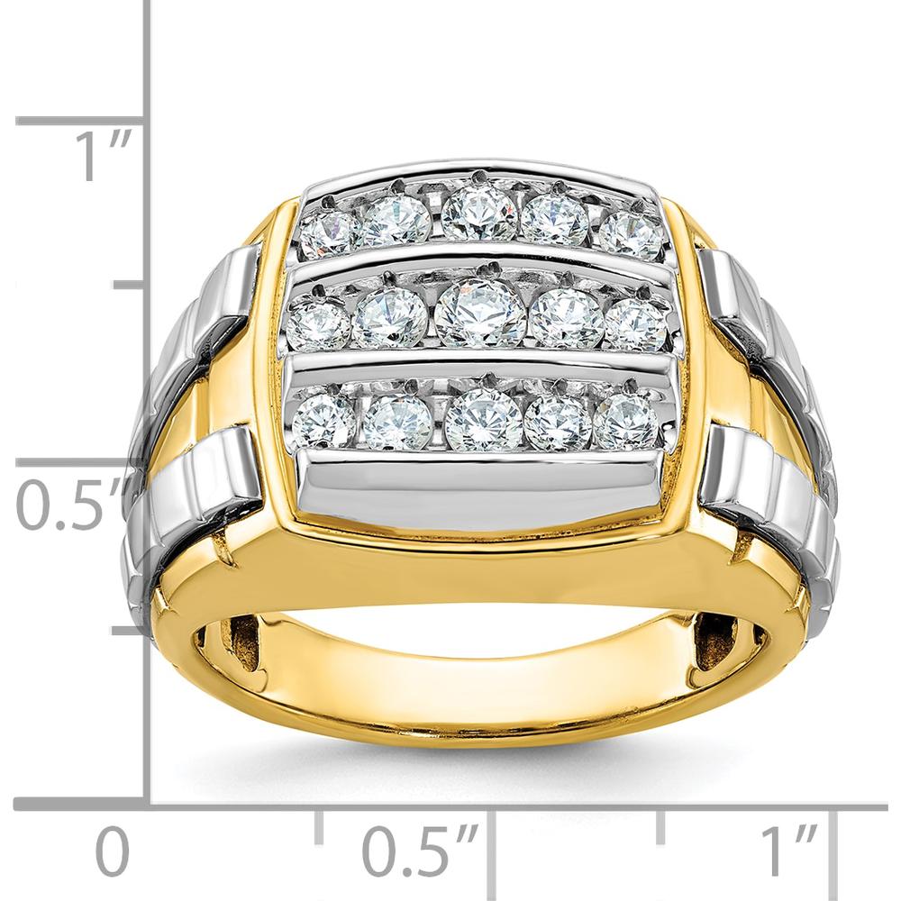 10K Two-Tone Gold Grooved Band Men's Ring - Polished Finish by IBGoodman