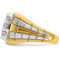 10K Two-Tone Gold Grooved Band Men's Ring - Polished Finish by IBGoodman