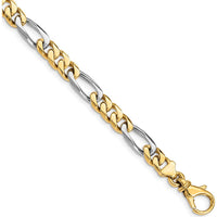 10K Two-Tone Gold Hand-polished Fancy Link Bracelet - 6.1mm Width