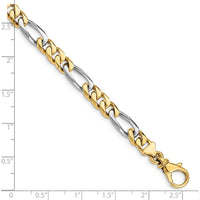 10K Two-Tone Gold Hand-polished Fancy Link Bracelet - 6.1mm Width