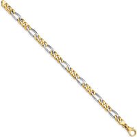 10K Two-Tone Gold Hand-polished Fancy Link Bracelet - 6.1mm Width