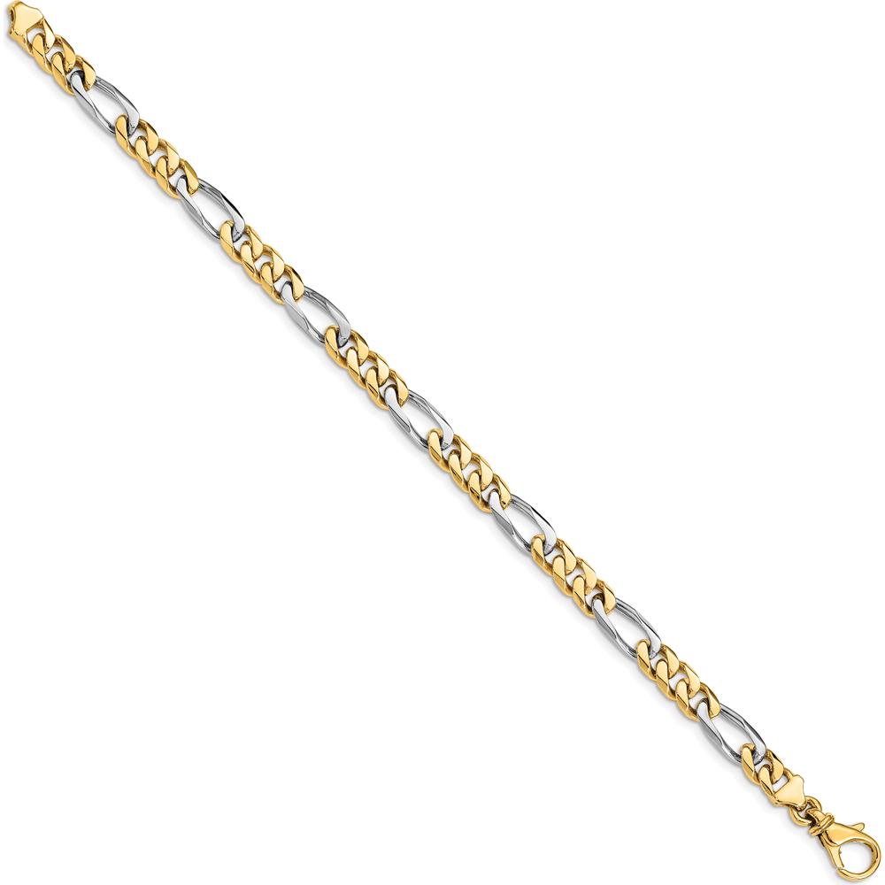 10K Two-Tone Gold Hand-polished Fancy Link Bracelet - 6.1mm Width